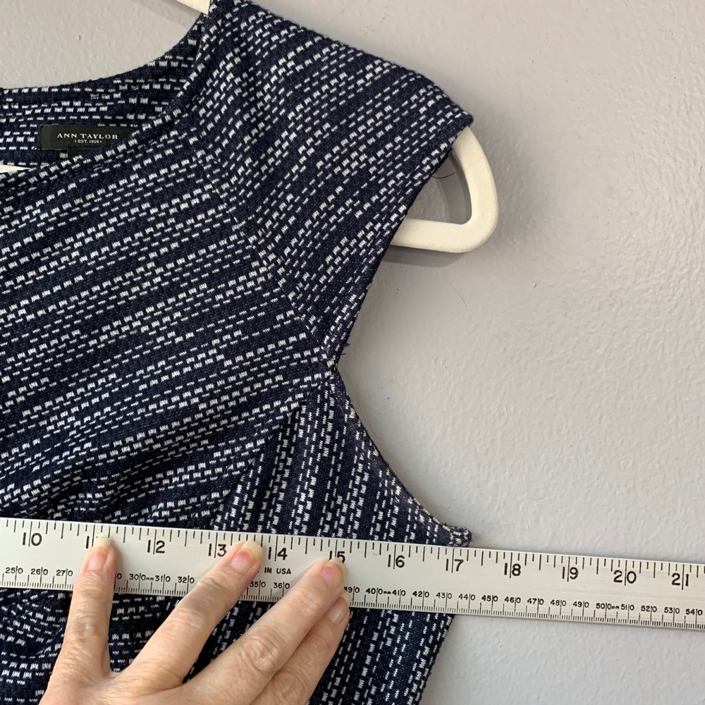 Ann Taylor Sheath Dress Career Work Wear Sleeveless Navy Blue White Size 6 - Picture 7 of 10